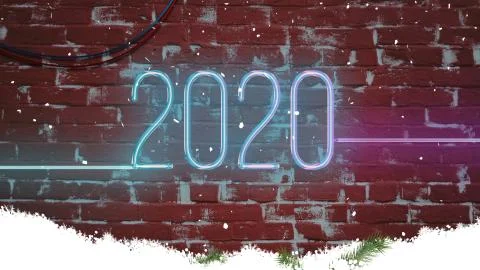 Neon sign "2020" Stock Illustration