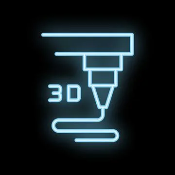 Neon sign of 3d printer printing filament in progress Stock Illustration