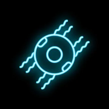 Neon sign of an abstract object emitting waves on black background Stock Illustration