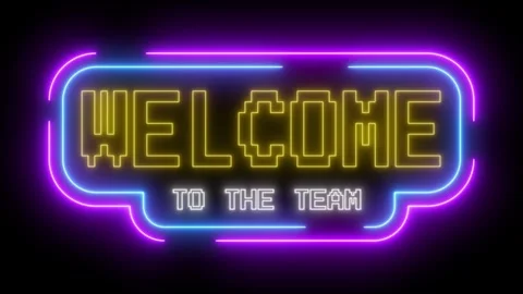 Neon sign animated welcome to the team text glowing with colorful pixel typ.. Stock Footage 345663129