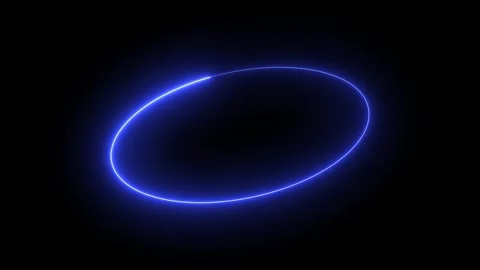 Neon Sign animation glow loop blue circle on dark background Stock Footage 311108305