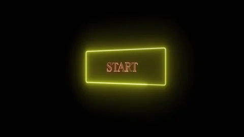 Neon sign animation with start text. Neon sign yellow rectangular interface.. Stock Footage 337616196