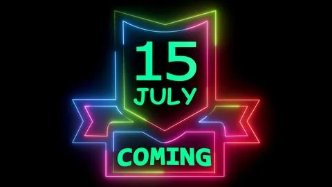 Neon sign announcing date coming soon event Stock Illustration