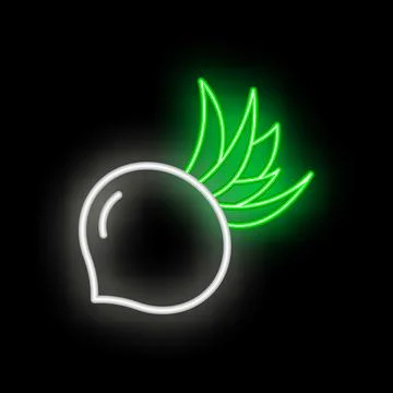Neon sign of a beetroot shining on a black background Stock Illustration