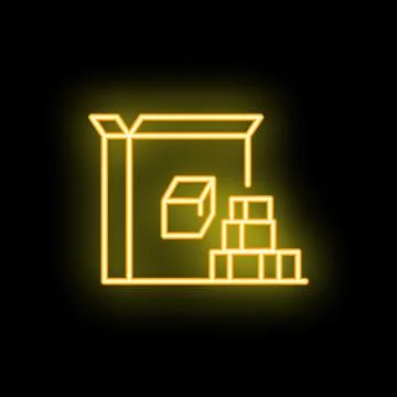 Neon sign of boxes stacking in warehouse storage Stock Illustration