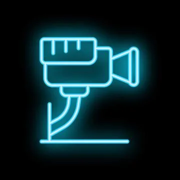 Neon sign of a broadcasting camera on tripod Stock Illustration