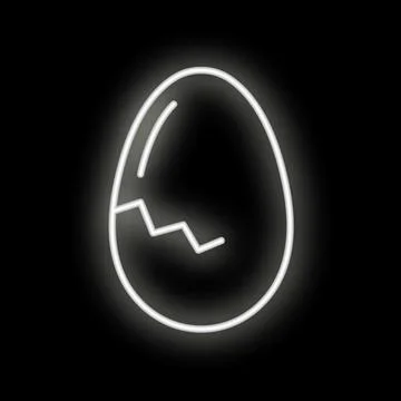 Neon sign of broken egg on black background 스톡 일러스트