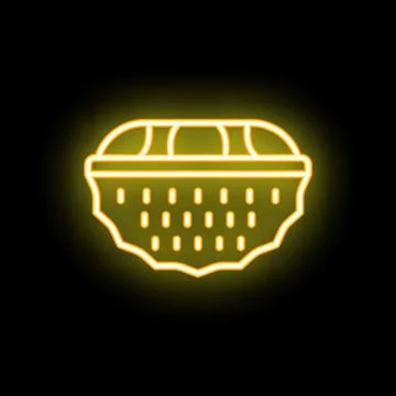 Neon sign of a chestnut in shell with spiky husk glowing on black background 스톡 일러스트