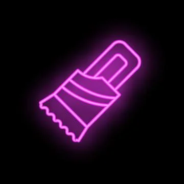 Neon sign of chocolate bar in opened wrapping foil on black background Stock Illustration