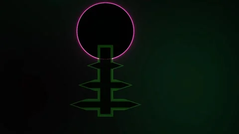 Neon Sign with Circle and Tree Design. 動画素材 336253519