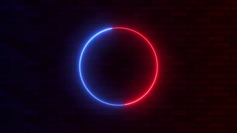 Neon sign circle with dark background Stock Footage 241697385