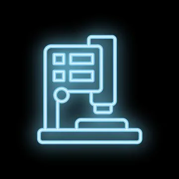 Neon sign of a coffee machine with a digital display brewing a cup of coffee Stock Illustration