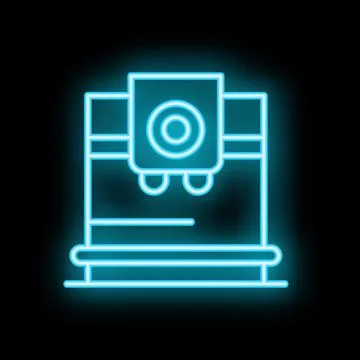Neon sign of coffee machine making fresh espresso beverage Stock Illustration