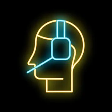 Neon sign of a customer service representative wearing a headset Stock Illustration