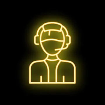 Neon sign of a customer service representative wearing a headset Stock Illustration