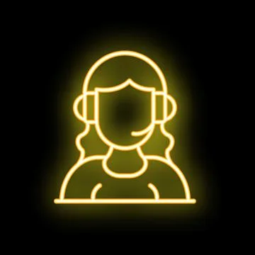 Neon sign of a customer service representative wearing a headset Stock Illustration