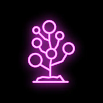 Neon sign depicting a data tree growing from the ground Stock Illustration
