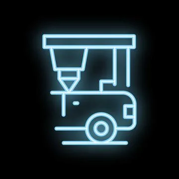 Neon sign of a diamond cutting machine at work on black background Stock Illustration
