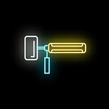 Neon sign displaying construction hammer and screwdriver tool Stock Illustration