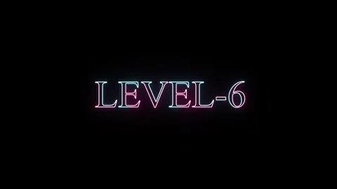 Neon sign displaying level six with colorful glowing lights on black backgr.. 動画素材 331531003