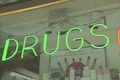 A neon sign in a drugstore in Chinatown Manhattan Footage