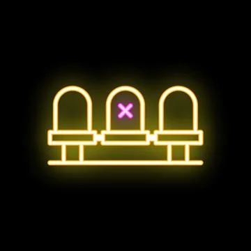 Neon sign of empty chairs showing social distancing rules Stock Illustration