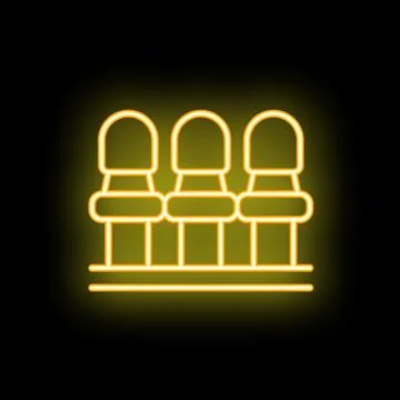 Neon sign of empty chairs sitting in a row Stock Illustration