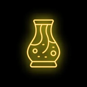 Neon sign of essential oil diffuser with liquid glowing on black background Stock Illustration