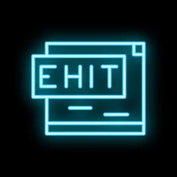 Neon sign exit button on computer screen showing concept of leaving website Stock Illustration
