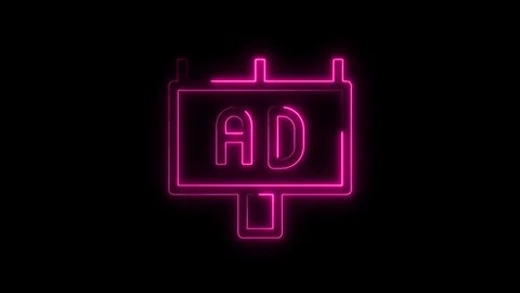 Neon sign featuring glowing ad board,animated on a black background reveali.. Vidéo 312447116