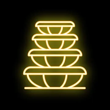 Neon sign featuring a stack of food storage containers on a black background イラスト素材