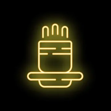 Neon sign of fiber optic cable with connectors on black background Stock Illustration