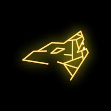 Neon sign of a geometric wolf howling at night Stock Illustration