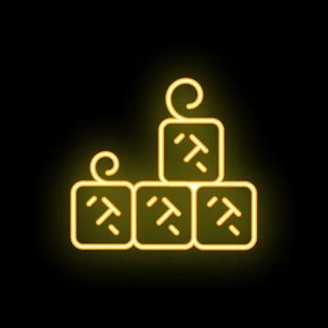 Neon sign of gift boxes forming a podium on black background Stock Illustration