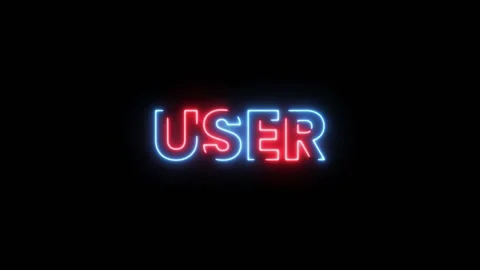 Neon sign glowing User text animation isolated on black background Stock Footage 321478301