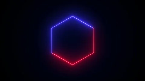 Neon sign hexagon frame animation loop on dark background 動画素材 311108316