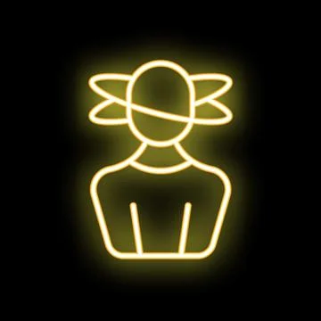 Neon sign of a human thinking with planets orbiting head 스톡 일러스트