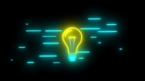 Neon sign IDEA light bulb Seamless abstract background design glowing neon light Stock Footage 115593909
