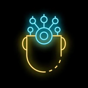 Neon sign illustrating artificial intelligence with brain power symbol, perfe Stock Illustration