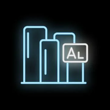 Neon sign of increasing graph with ai letters on black background Stock Illustration