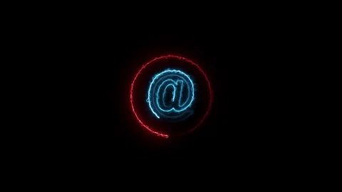 Neon At-sign internet technology symbol on background Stockbeeldmateriaal 336549938
