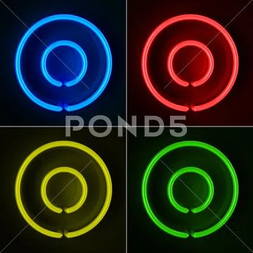 Neon sign letter o Stock Illustration