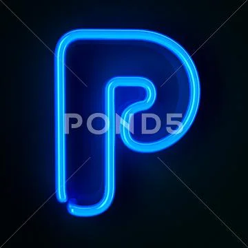 Neon sign letter p Stock Illustration