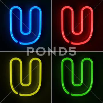 Neon sign letter t Stock Illustration