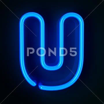 Neon sign letter u Stock Illustration
