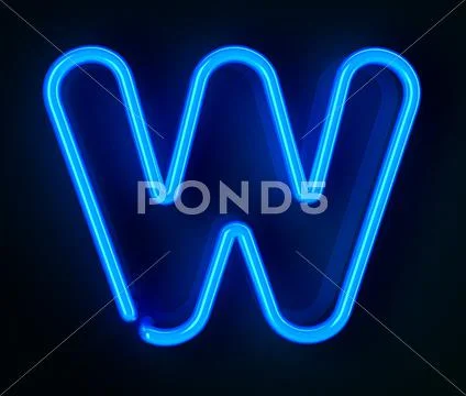 Neon sign letter w Stock Illustration