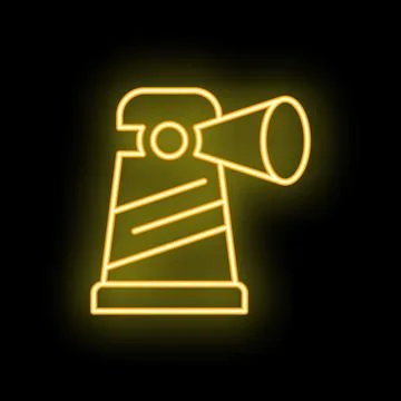 Neon sign of lighthouse emitting light in the dark background Stock Illustration