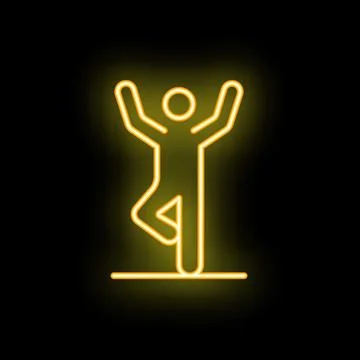 Neon sign of a man practicing yoga in tree pose Illustrazione stock