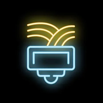 Neon sign of motion sensor detecting movement Stock Illustration