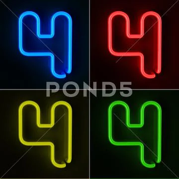 Neon sign number four Stock Illustration